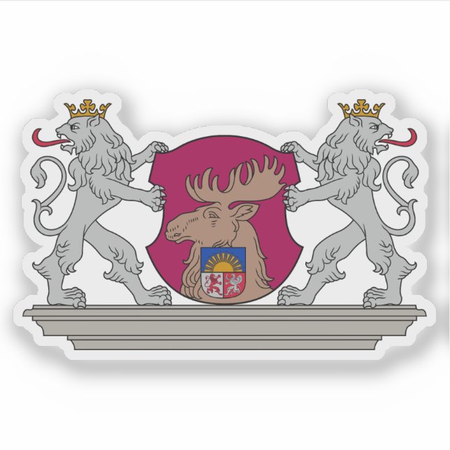 Pegatina Escudo de la ciudad de Jelgava, Letonia (Anverso)
