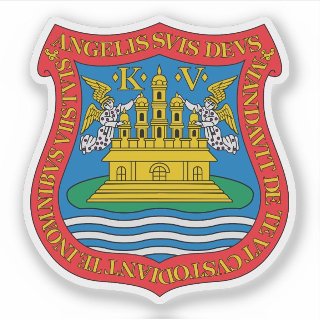 Pegatina Escudo de la ciudad de Puebla de Zaragoza, México (Anverso)