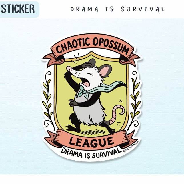 Pegatina Escudo de la Liga Chaótica Opossum con divertido d (Subido por el creador)