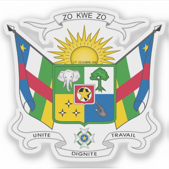 Pegatina Escudo de la República Centroafricana (Anverso)