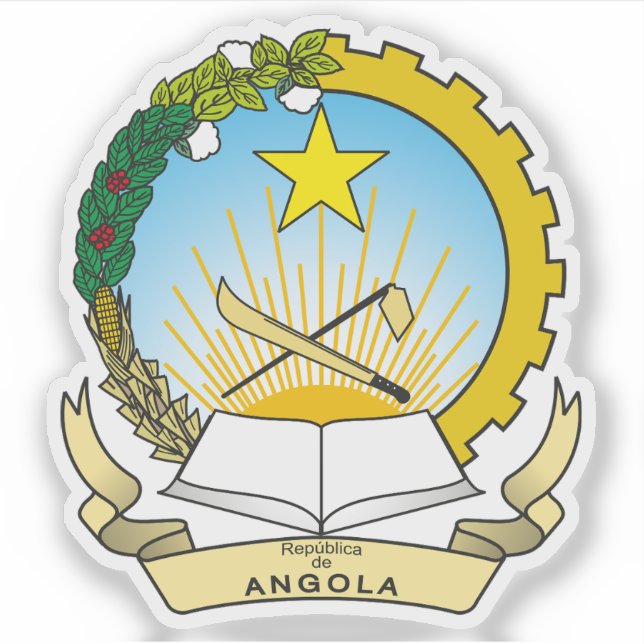 Pegatina Escudo de la República de Angola (Anverso)
