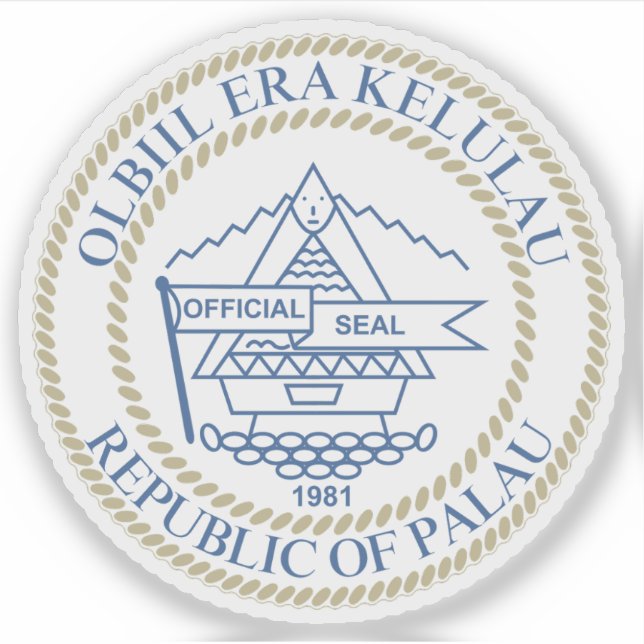 Pegatina Escudo de la República de Palau (Anverso)