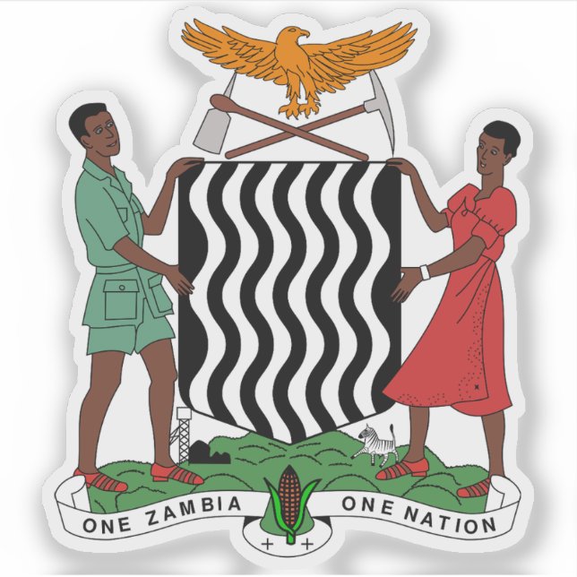 Pegatina Escudo de la República de Zambia (Anverso)