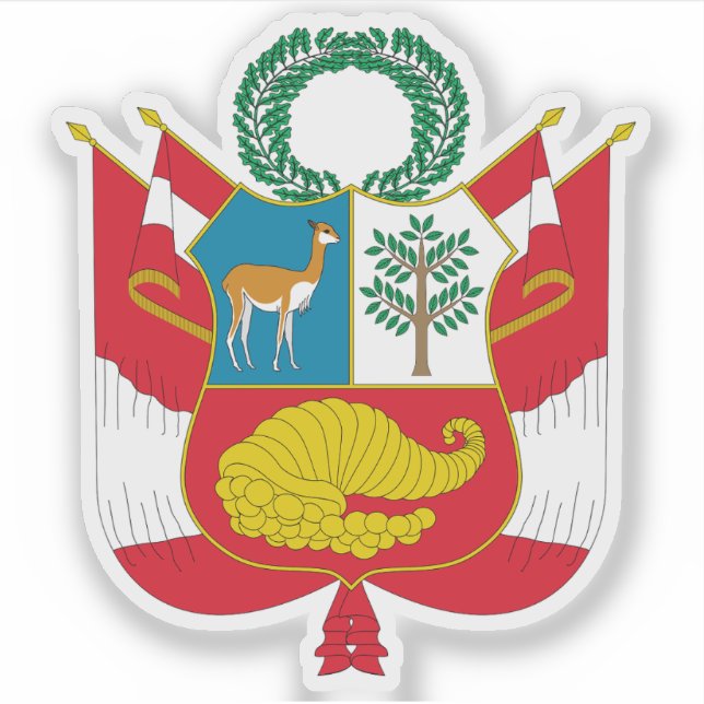 Pegatina Escudo de la República del Perú (Anverso)