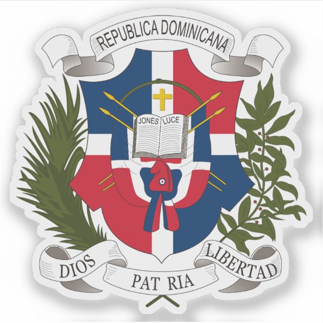 Pegatina Escudo de la República Dominicana (1860) (Anverso)