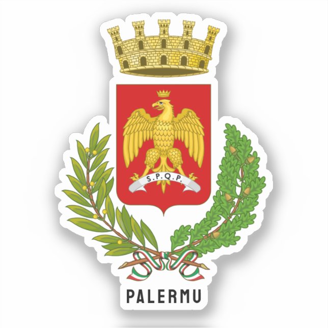 Pegatina Escudo de Palermo - ciudad de Sicilia (Anverso)