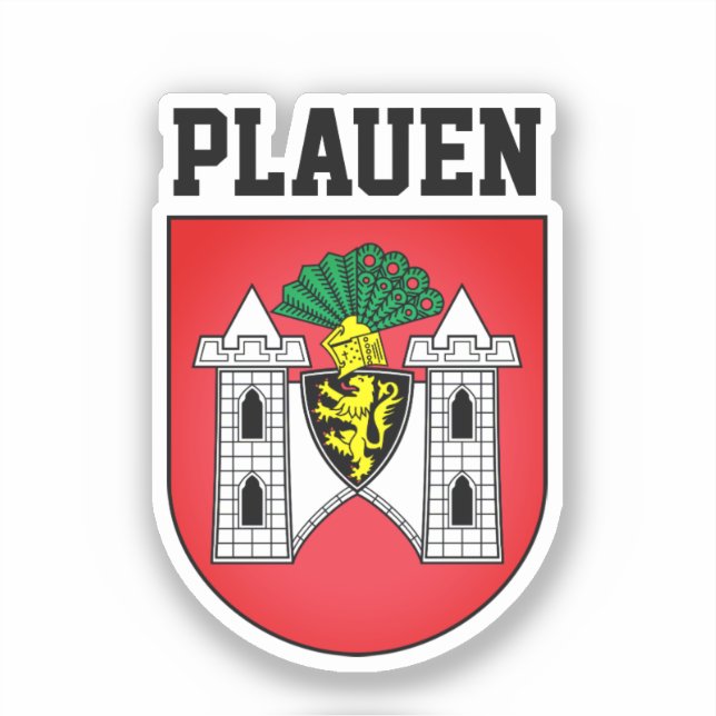 Pegatina Escudo de Plauen, Alemania (Anverso)