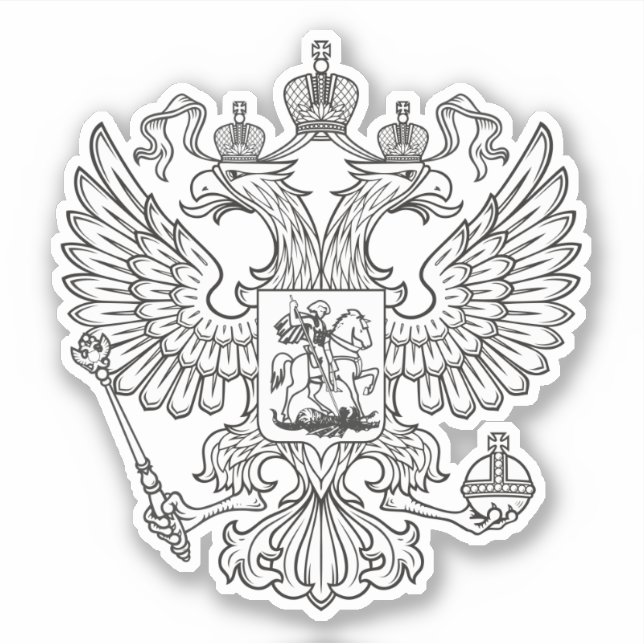 Pegatina Escudo de Rusia - versión blanca (Anverso)