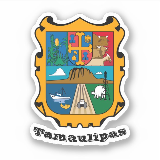 Pegatina Escudo de Tamaulipas (estado), México (Anverso)