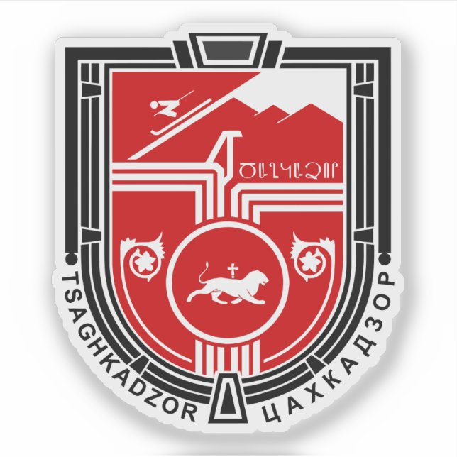Pegatina Escudo de Tsaghkadzor, República de Armenia (Anverso)