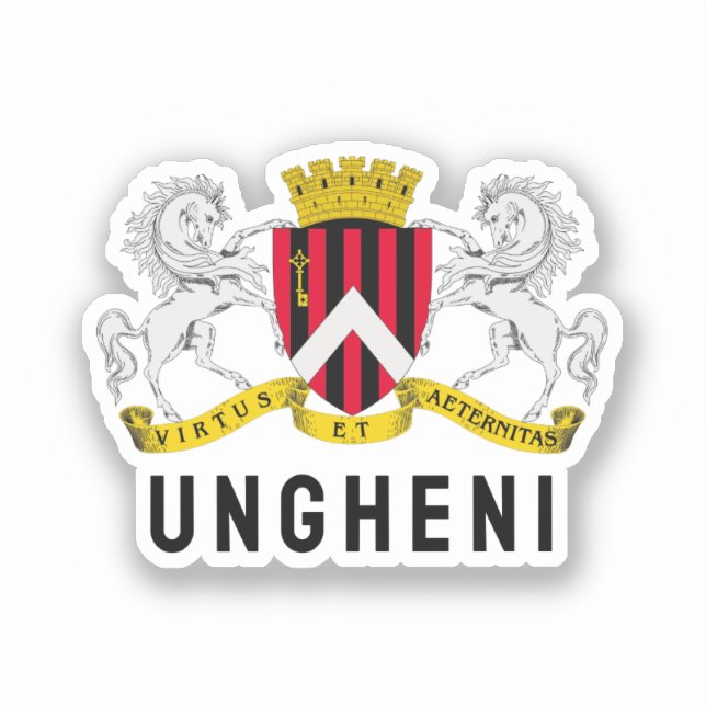 Pegatina Escudo de Ungheni (Moldova) (Anverso)