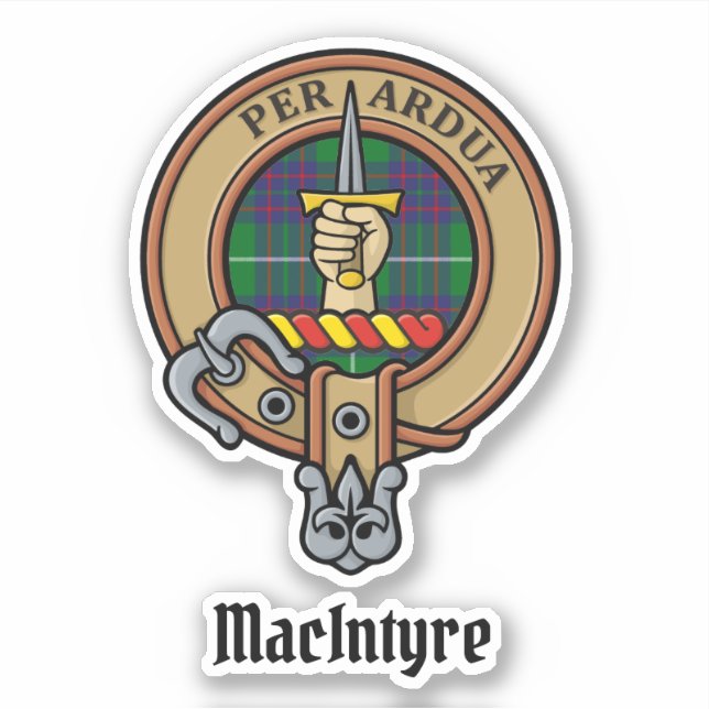 Pegatina Escudo del clan MacIntyre sobre la caza del Pegati (Anverso)