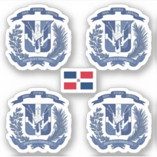 Pegatina Escudo dominicano de armas - versión azul