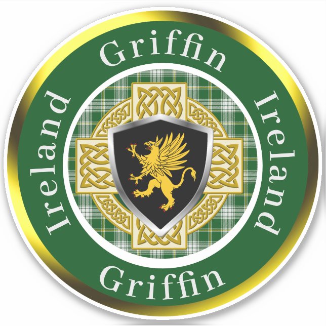 Pegatina Escudo Griffin y cruz celta personalizada (Anverso)