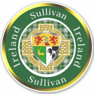 Pegatina Escudo irlandés/cruz celta Sullivan personalizado