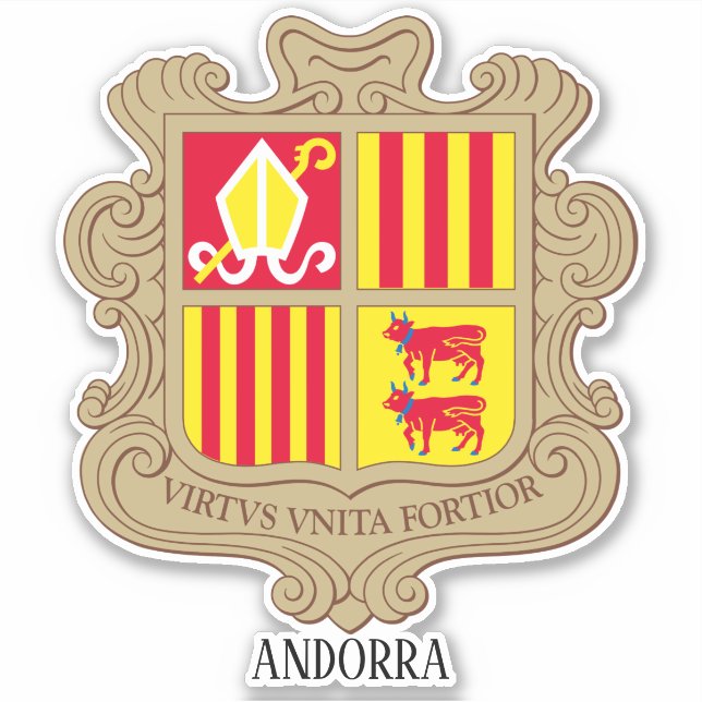 Pegatina Escudo Nacional De Armas De Andorra Patriótico (Anverso)