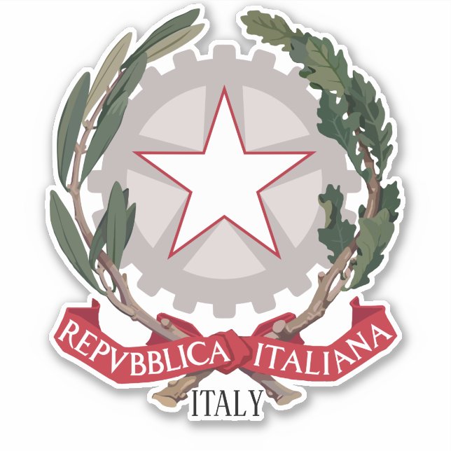 Pegatina Escudo Nacional De Armas De Italia (Anverso)