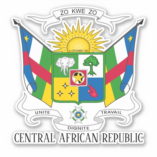 Pegatina Escudo Nacional De Armas De La República Centroafr (Anverso)
