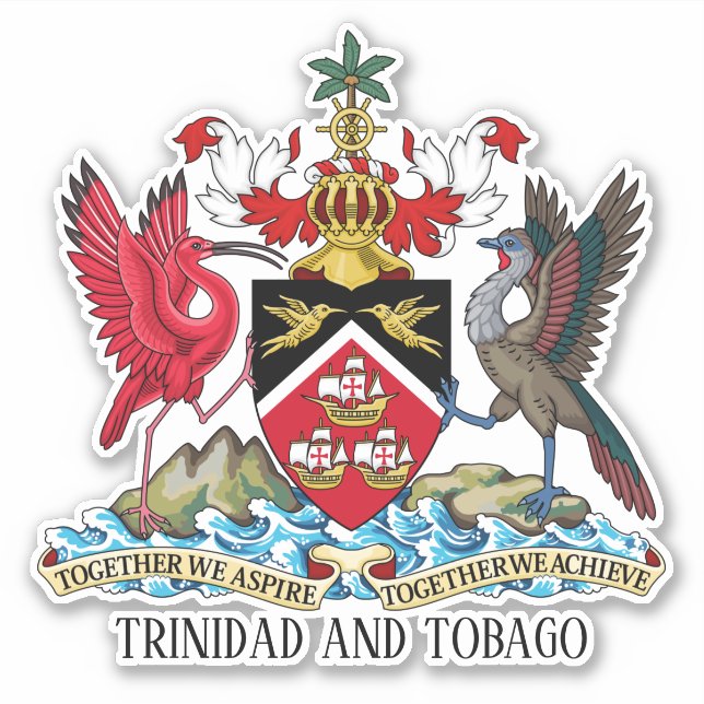 Pegatina Escudo Nacional de Armas de Trinidad y Tabago (Anverso)