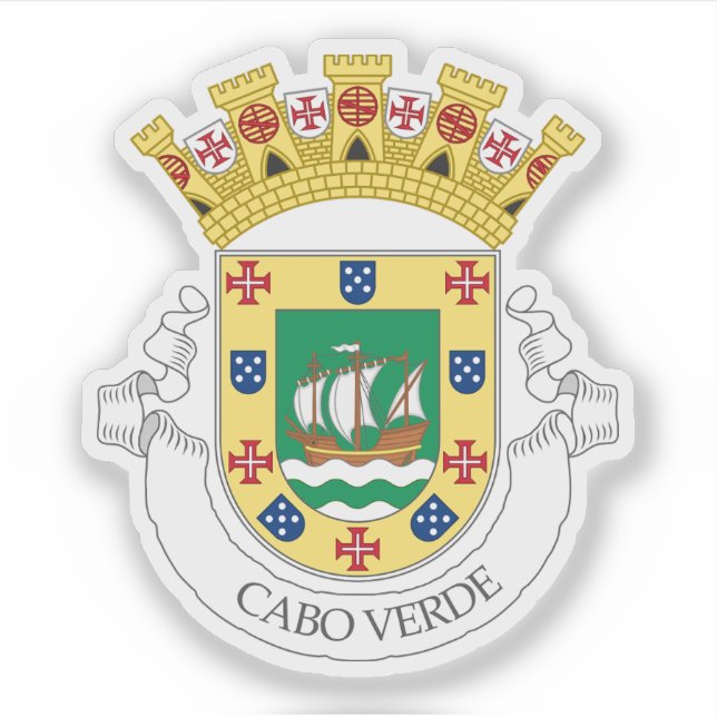 Pegatina Escudo provisional de armas de Cabo Verde portugué (Anverso)