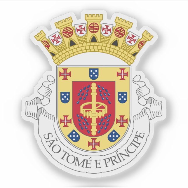 Pegatina Escudo provisional de Santo Tomé y Príncipe (Anverso)
