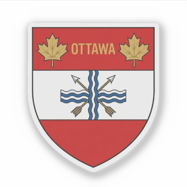Pegatina Escudo Souvenir de Ottawa, Canadá (Anverso)