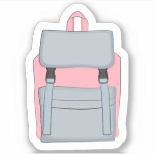 Pegatina Escuela de mochila rosa y divertida