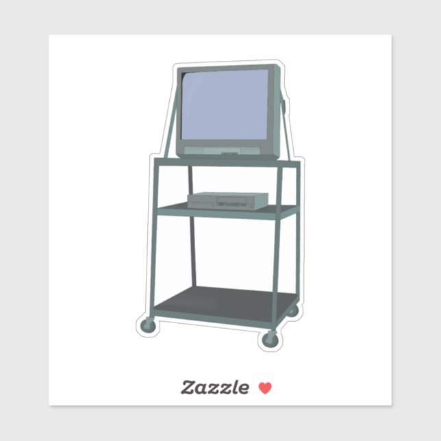 Pegatina Escuela divertida de TV y VCR en aula 80's 90s (Hoja)