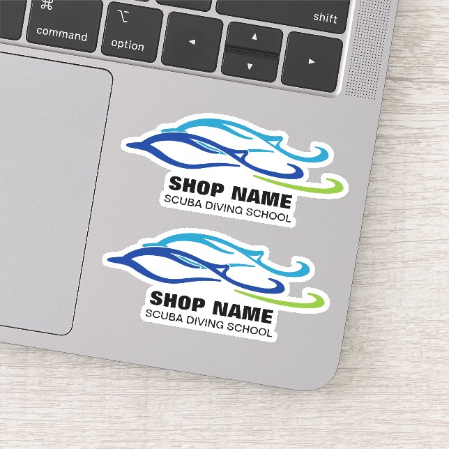 Pegatina Escuela Scuba para delfines gemelos (Detalle)