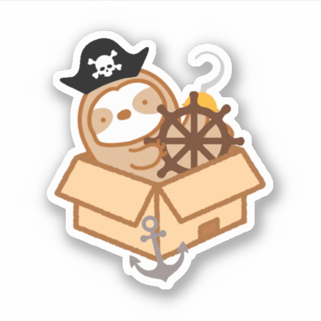 Pegatina Eslora de Piratas Cute (Anverso)