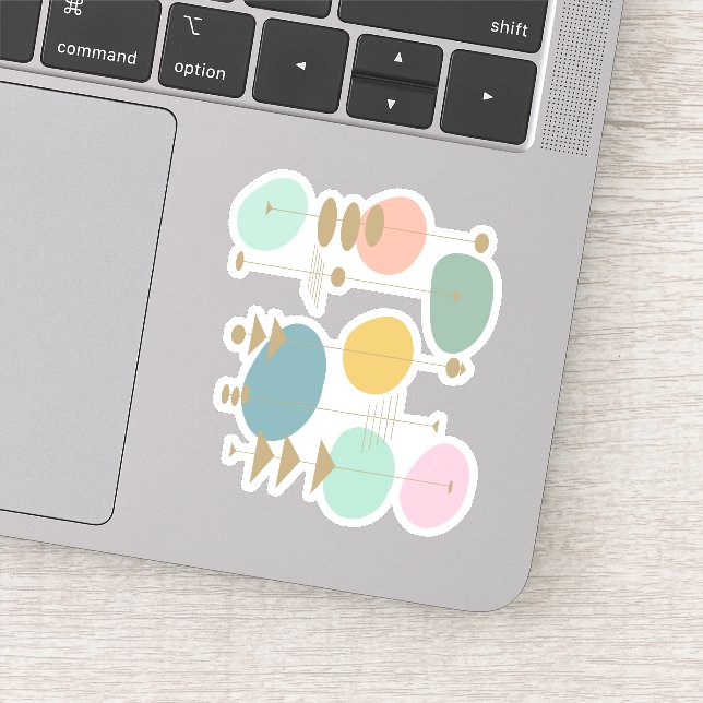 Pegatina Espacio atómico retro Edad de mediados de siglo mo (Detalle)