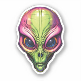 Pegatina Espacio colorido Alien Face Personalizado espeluzn
