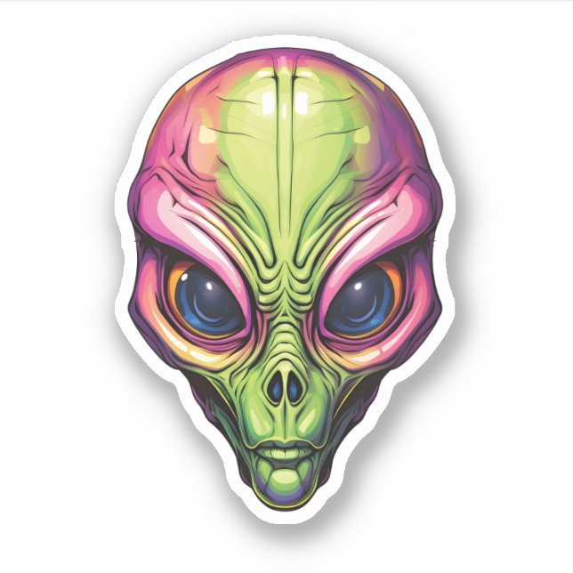 Pegatina Espacio colorido Alien Face Personalizado espeluzn (Anverso)