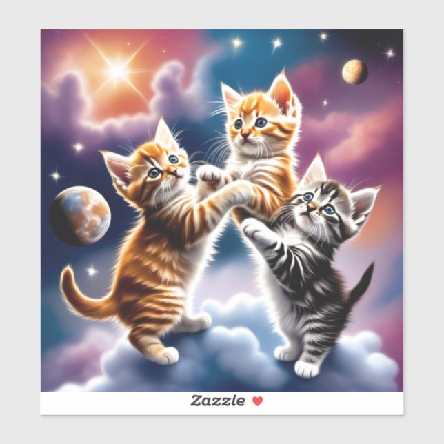 Pegatina Espacio y un gato (Hoja)