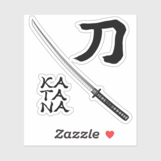 Pegatina Espada caligráfica kanji japonesa