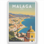 Pegatina España Vintage de Málaga<br><div class="desc">Pegatina de Vintage de la España de Málaga</div>