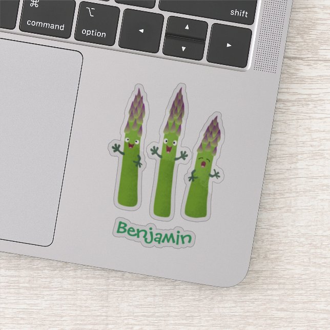 Pegatina Espárrago lindo cantando trío de verduras personal (Detalle)