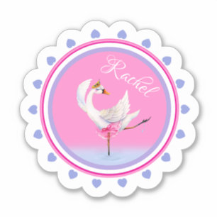 Pegatina Espectacular ballet bailarín cisne rosa personaliz