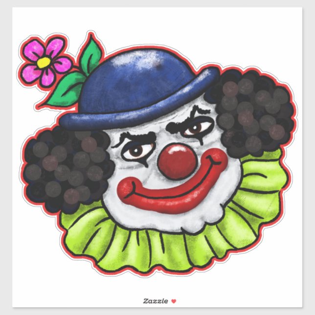 Pegatina Espeluznante cara de payaso | Diversión de Hallowe (Hoja)