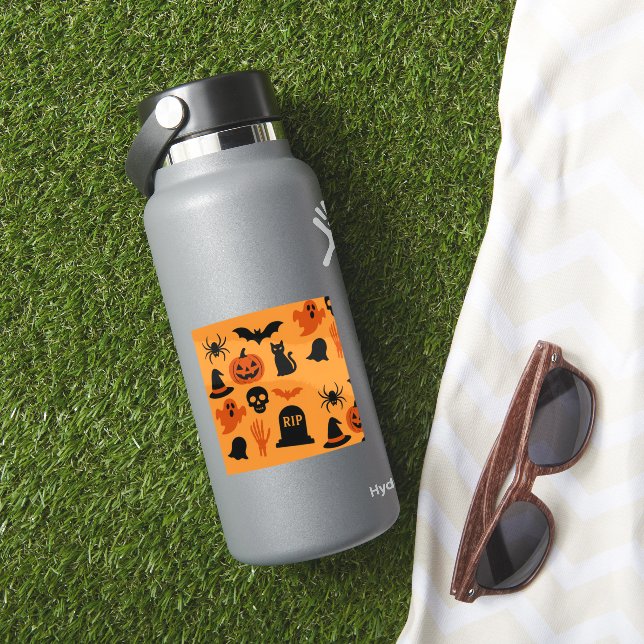Pegatina espeluznante de Halloween - Negro y Naran (HydroFlask Insitu)