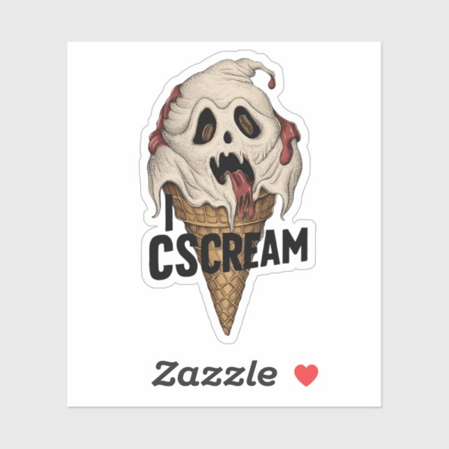 Pegatina espeluznante, helado, fantasma, Halloween, horror, (Hoja)