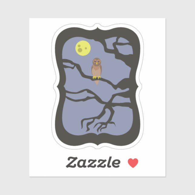 Pegatina Espeluznante Lechuza Halloween (Hoja)