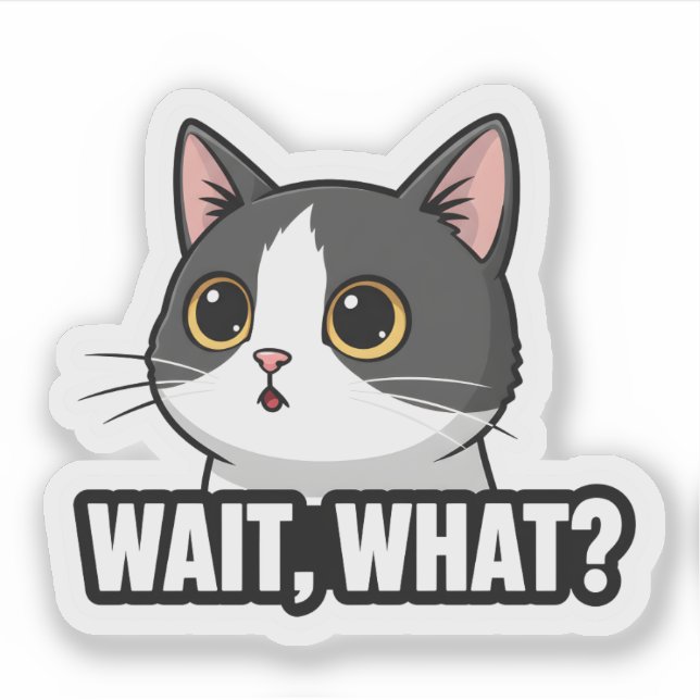Pegatina Espera, ¿Qué? Gato Meme | Reacción Divertida de Ga (Anverso)