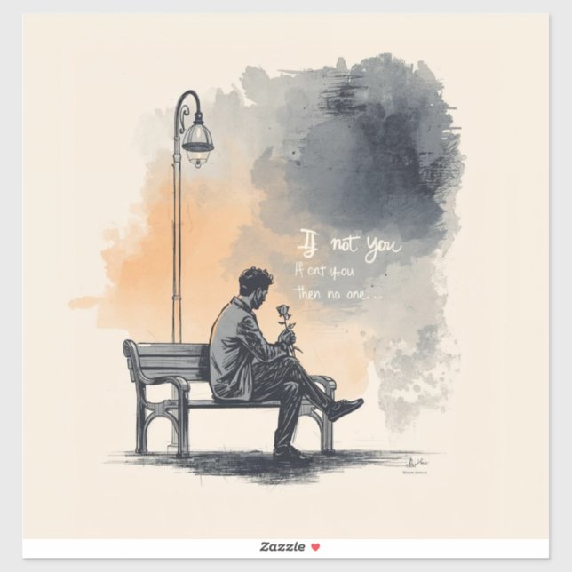 Pegatina Esperando con un Rosa - Amor no hablado (Hoja)