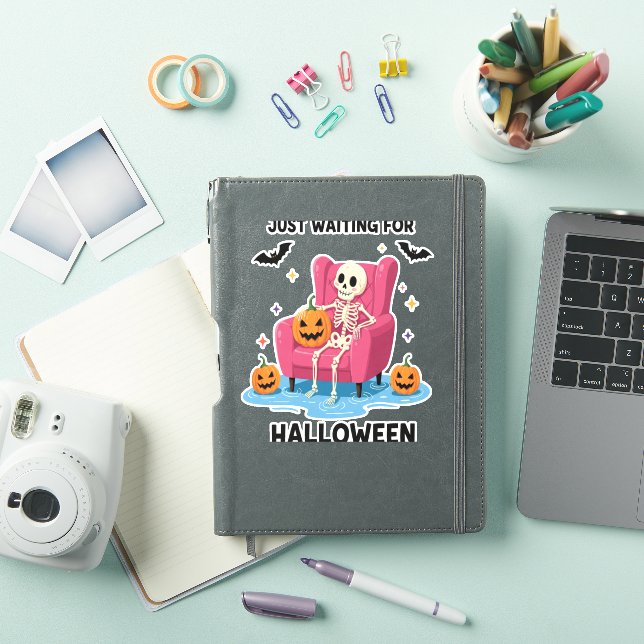 Pegatina Esperando el esqueleto de Halloween (Funda para iPad)