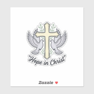 Pegatina Esperanza en Cristo Paloma Cruz Diseño Cristiano V
