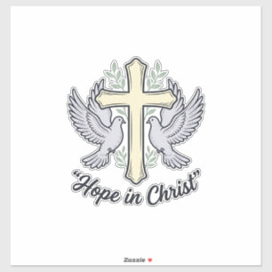 Pegatina Esperanza en Cristo Paloma Cruz Diseño Cristiano V