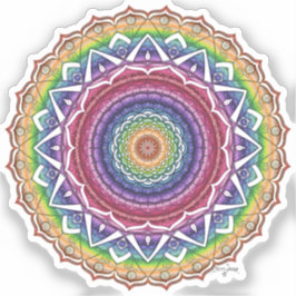 Pegatina Espiral arcoiris y flor geométrica Mandala