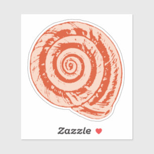 Pegatina Espiral de conchas marinas en Naranja de coral