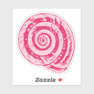 Pegatina Espiral de conchas marinas en rosa de coral y fucs
